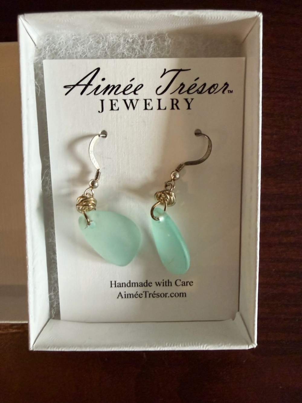Mint Sea Glass Drop Earrings - Handmade